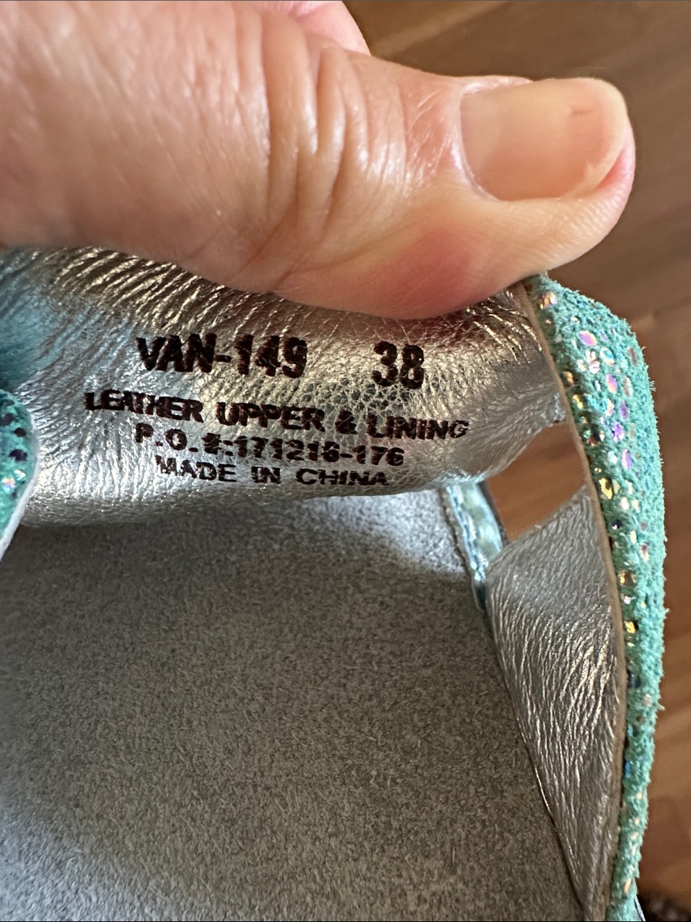 Alegria Teal Glitter Adjustable Buckle Sandals - Picture 2 of 2